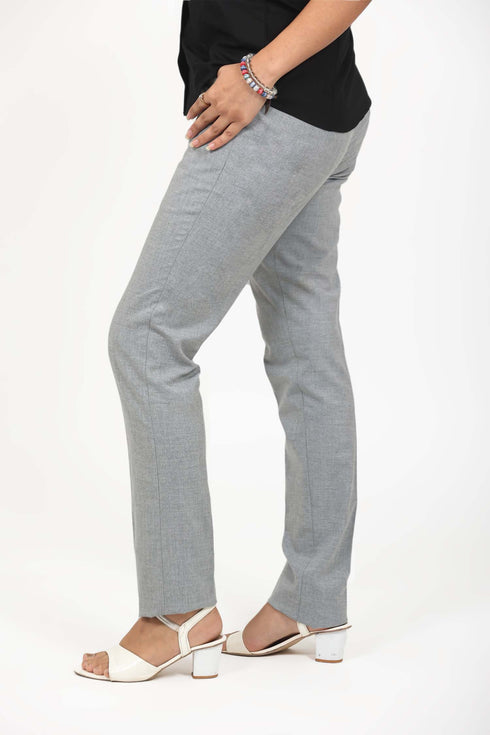Veshbhoshaa Bluebird Women'S Grey Casual Lycra Formal Trousers